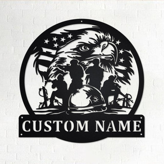 Custom US Patriotic Eagle Soldier Player Metal Wall Art, Personalized Soldier Name Sign Decoration For Room, Soldier Metal Home Decor - Thegiftio
