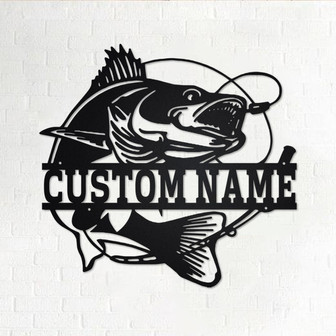 Custom Walleye Fishing Metal Wall Art, Personalized Walleye Fish Name Sign Decoration For Room, Walleye Fish Home Decor, Custom Walleye Fish - Thegiftio UK