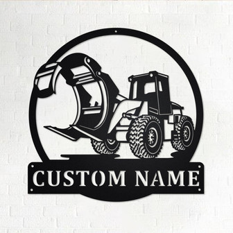 Custom Wheel Loader With Log Fork Metal Wall Art, Personalized Logger Name Sign Decoration For Room, Logging Metal Home Decor, Custom Logger - Thegiftio
