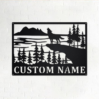 Custom Wolf Wildlife Metal Wall Art, Personalized Wolf Name Sign Decoration For Room, Wolf Home Decor, Custom Wolf Wildlife,Wolf Metal Decor - Thegiftio