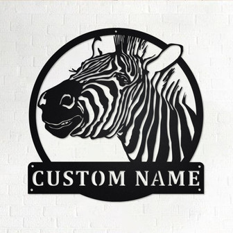Custom Zebra Metal Wall Art, Personalized Zebra Name Sign Decoration For Room, Zebra Metal Home Decor, Custom Zebra, Zebra Metal Wall Decor - Thegiftio UK