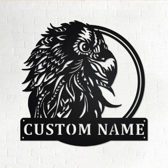 Custom Zentangle Eagle Metal Wall Art, Personalized Eagle Name Sign Decoration For Room, Eagle Metal Home Decor, Custom Zentangle Eagle - Thegiftio UK