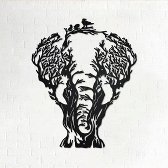 Elephant Tree Metal Wall Art, Elephant Tree Sign Decoration For Room, Elephant Tree Home Decor, Elephant Lover Gift, Elephant Tree Decor - Thegiftio UK