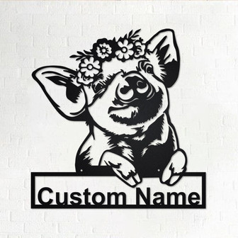 Floral Piggy Farm Personalized Metal Sign | Piggy Metal Wall Art | Piggy Metal Wall Decor| Piggy Lover Gift | Farmer Gift | Piggy Farm Decor - Thegiftio UK