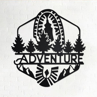 Hiking Adventure Metal Wall Art, Hiking Adventure Sign Decoration For Room, Hiking Adventure Metal Home Decor, Hiker Metal Sign, Hiker Gift - Thegiftio