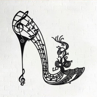 Music High Heel Shoe Metal Wall Art, Music High Heel Shoe Decoration For Room, Music High Heel Shoe Home Decor, Music Classroom Metal Sign - Thegiftio UK