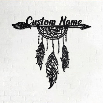 Personalized Arrow Feathers Metal Sign | Arrow Feathers Metal Wall Art | Arrow Feathers Metal wall Decor | Arrow Feathers Native American - Thegiftio UK