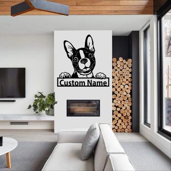 Personalized Boston Terrier Dog Metal Sign | Boston Terrier Metal Wall Art | Office Wall Art | Housewarming Outdoor Metal Sign - Thegiftio UK