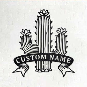 Personalized Cactus Metal Sign, Cactus Metal Wall Art, Office Wall Art, Housewarming Outdoor Metal Sign, Gifts Cactus Lover, Custom Cactus - Thegiftio UK