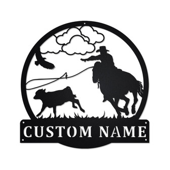 Personalized Calf Roping Metal Sign | Calf Roping Metal Wall Art | Calf Roping Metal Sign | Calf Roping Lover| Calf Roping Gift| Calf Roping - Thegiftio UK
