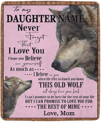 Personalized Custom Daughter Name Fleece Blanket Wolf Ultra-soft Micro Fleece Blanket Personalized Gift Blanket From Dad Or Mom - Thegiftio UK