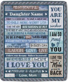 Personalized Custom Daughter Name Fleece Throw Blanket Board Soft Cozy Warm Blanket Lightweight Fleece Blanket For Bed Couch From Dad Or Mom - Thegiftio UK