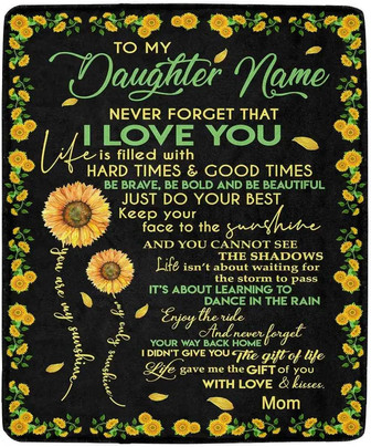 Personalized Custom Daughter Name Fleece Blanket Sunflower Ultra-soft Micro Fleece Blanket Personalized Gift Blanket From Dad Or Mom - Thegiftio UK