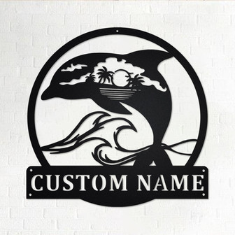 Personalized Dolphin Metal Sign | Dolphin Metal Wall Art | Dolphin Metal wall Decor | Dolphin Lover Gift | Custom Beach Theme Dolphin - Thegiftio UK