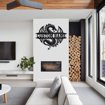 Personalized Dragon Metal Sign | Dragon Metal Wall Art | Office Wall Art | Housewarming Outdoor Metal Sign | Gifts Dragon Lover | - Thegiftio UK