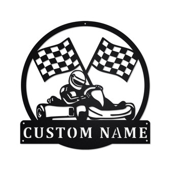 Personalized Go Kart Racing Metal Sign | Racing Metal Wall Art | Racing Metal wall Decor | Racing Lover Gift | Go Kart Racing Custom - Thegiftio UK