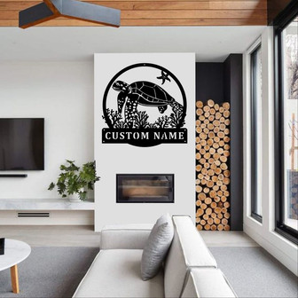 Personalized Sea Turtle Metal Sign | Metal Wall Art | Farmhouse Decor | Office Wall Art | Housewarming Outdoor Metal Sign - Thegiftio UK