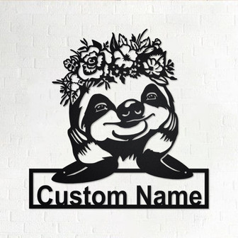 Personalized Sloth With Floral Metal Sign | Sloth Metal Wall Art | Sloth Metal Wall Decor | Sloth Lover Gift | Sloth With Floral | Sloth - Thegiftio UK