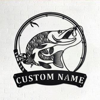 Personalized Tiger Muskellunge Fish Metal Sign | Fishing Metal Wall Art | Fishing Metal wall Decor | Fishing Lover | Custom Fishing|Fishman - Thegiftio UK