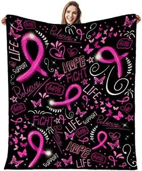 Pink Ribbon Blanket Healing Throw Blanket Get Well Soon Blanket Gifts For Women Inspirational Sympathy Blanket Gifts Hug For Patients Soft Fleece Blanket Gifts For Breast Cancer - Thegiftio UK