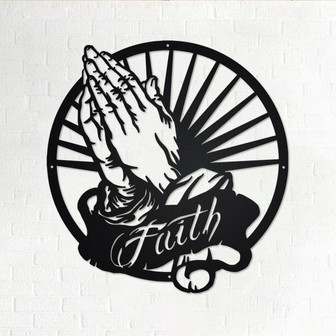 Praying Hands Metal Wall Art, Praying Hands Decoration For Room, Praying Hands Home Decor, Praying Hands Faith Metal Sign, Faith Metal Decor - Thegiftio UK