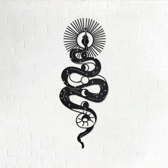 Snake Moon Metal Wall Art, Snake Moon Sign Decoration For Room, Snake Moon Home Decor, Snake Moon Lover, Snake Lover, Snake - Thegiftio