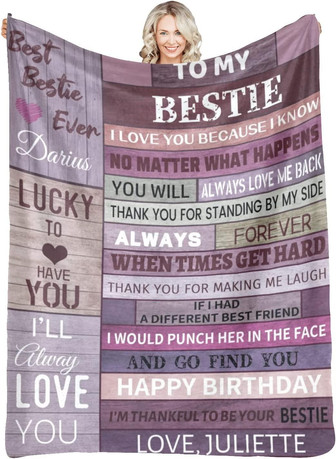 To My Best Friends Blanket Personalized Name Custom Friends Blanket Bestie Blanket Flannel Fleece Blanket Birthday Thanksgiving Chrismas - Thegiftio UK