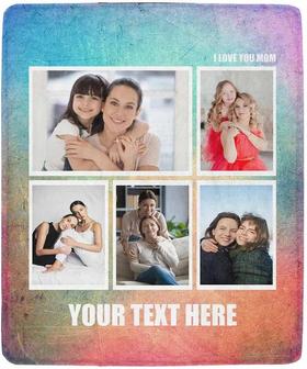 Custom I Love You Mom Blanket With Photo & Text Collage Personalized Picture Blanket For Mom Customized Throw Blanket Gifts For Mother's Day Birthday Soft Fleece Blanket For Mother - Thegiftio UK