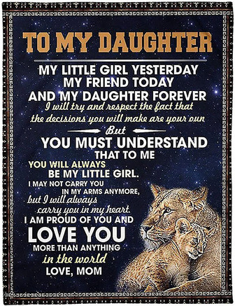 Fleece Blanket, My Daughter Letter Printed Mom For Daughter's Air Mail Blanket Positive Encourage And Love Daughter's Flannel Blanket Gifts - Thegiftio UK