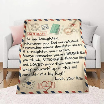 Fleece Blanket To My Daughter Letter Printed Blanket Dad Mom For Daughter's Air Mail Blanket Positive Encourage And Love Daughter's Flannel Blanket Gifts - Thegiftio UK