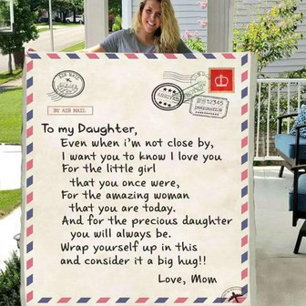 Fleece Blanket To My Daughter Letter Printed Dad Mom For Daughter's Air Mail Blanket Positive Encourage And Love Daughter's Flannel Blanket Gifts - Thegiftio UK