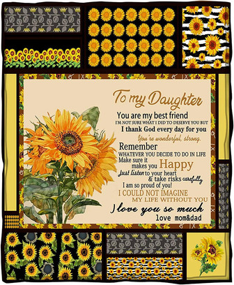 Fleece Blanket To My Daughter Letter Printed Mom And Dad For Daughter's Air Mail Blanket Positive Encourage And Love Daughter's Flannel Blanket Gifts - Thegiftio UK