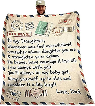 Fleece Blanket, To My Daughter Letter Printed Dad Mom For Daughter's Air Mail Blanket Positive Encourage And Love Daughter's Flannel Blanket Gifts - Thegiftio UK