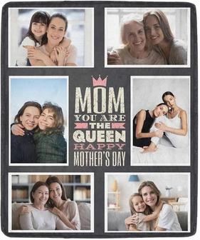 Happy Mother's Day Custom Mom Blanket With Photo Collage Personalized Picture Blanket For Mom Customized Throw Blanket Gifts For Mother's Day Soft Fleece Blanket For Mother - Thegiftio UK