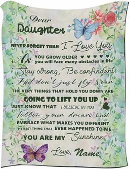 Personalized Blanket For My Daughter From Mom Or Dad, Custom Letter Blanket Quilts Dear Daughter Stay Strong Be Confident And Follow Your Dream Super Soft Fleece Blanket For Bed - Thegiftio UK