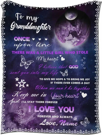 Personalized Blanket For My Granddaughter From Grandma Grandpa To My Granddaughter When We Can't Be Together Keep Me In Your Heart Ultra Soft Micro Fleece Blanket Soft Warm Bed Blanket - Thegiftio UK