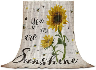 Sunflower Throw Blanket, You Are My Sunshine Flannel Fleece Blanket, Soft Cozy Fuzzy Warm Lightweight Blanket Gift For Mom, Daughter, Nap Blanket For Couch, Bed, Sofa - Thegiftio UK