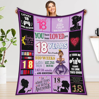 18th Birthday For Blanket, 18-year-old Girl Birthday Blanket , 18th Birthday Sweet Gifts For Girls Blanket, Girls 18 Birthday Blanket, Blanket For Granddaughter Daughter Niece Sister Bestie - Thegiftio