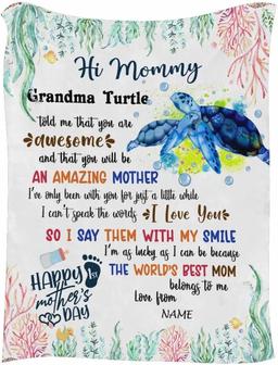 Custom Blanket For My Mom From Mom, Personalized Blanket With Names Hi Mummy I Love You So I Say Them With My Smile Fleece Blanket Extra Soft Travel Blanket - Thegiftio UK