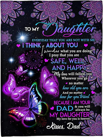 To My Daughter Blanket From Mom Letter Print Warm Flannel Blanket Super Soft Blanket For Sofa Bed Travel Air Mail Blanket Gift From Mom Dad - Thegiftio UK