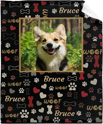Personalized Dog Blanket Custom Dog Blanket Photo With Name Personalized Pet Blanket Dog Gift For Dog Lovers Mom Dad Cute Corgi Dog Soft Cozy Fleece Throw Blanket For Bed Sofa Couch - Thegiftio UK