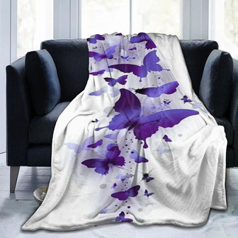Spring Butterfly Blanket Super Soft Fleece Flannel Throw Blanket Purple Butterfly Blanket Fuzzy Camping Blanket Gifts For Girls Women Butterfly Decor - Thegiftio UK