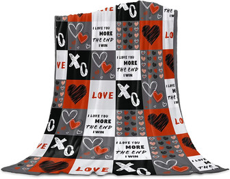 Valentines Throw Blanket Heart Design Pattern Valentine's Day Blanket Fleece Soft Lightweight Microfiber Bed Blanket Romantic Love Blanket For Mom Girlfriend Gifts All Season Use - Thegiftio UK