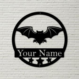 Bat Metal sign, Metal Name Sign, Black, Halloween Decor, Halloween, Bats, Outdoor Sign, Door Sign, Wall Art, metal sign, custom name sign - Thegiftio UK
