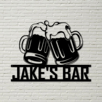 Beer Mug Metal Sign, Custom Bar Theme Sign, Cheers, last name sign, bar sign, bar customized sign, basement bar signs, beer mug sign - Thegiftio