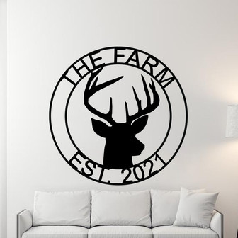 Christmas Gift, Ranch sign, Farm sign, Hunting sign, Deer Head Sign, Metal deer sign, Antler Decor, Deer Camp Sign, Last name Sign, Gift - Thegiftio UK