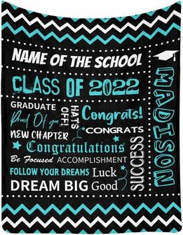 Custom Blanket For Graduation Gift, Follow Your Dreams Graduate Class Of 2022 Black Blanket Personalized Throw Blanket For Him Her Daughter Son From Mom Dad Bedroom Birthday - Thegiftio UK