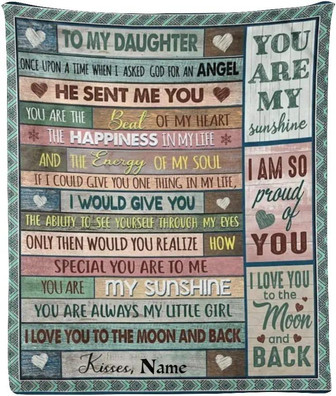 Custom Blanket With Name Throw Blanket Soft Fleece For Gifts Personalized To My Daughter Throw Blanket Soft Fleece For Gifts You Are My Sunshine - Thegiftio UK