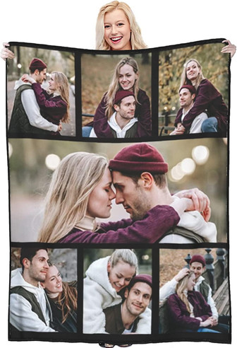 Custom Blanket With Photo Text Personalized Throw Blanket Customized Picture Blanket For Baby Mother Father Adult Friends Lovers Dog Pets Personalized Gift Flannel Blanket Birthday Halloween Christmas - Thegiftio UK