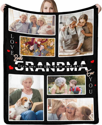 Custom Blanket With Photos - Personalized Gifts For Grandma-best Grandma Ever Blanket Soft Blanket For Family Granda Granny Birthday Gifts - Thegiftio UK